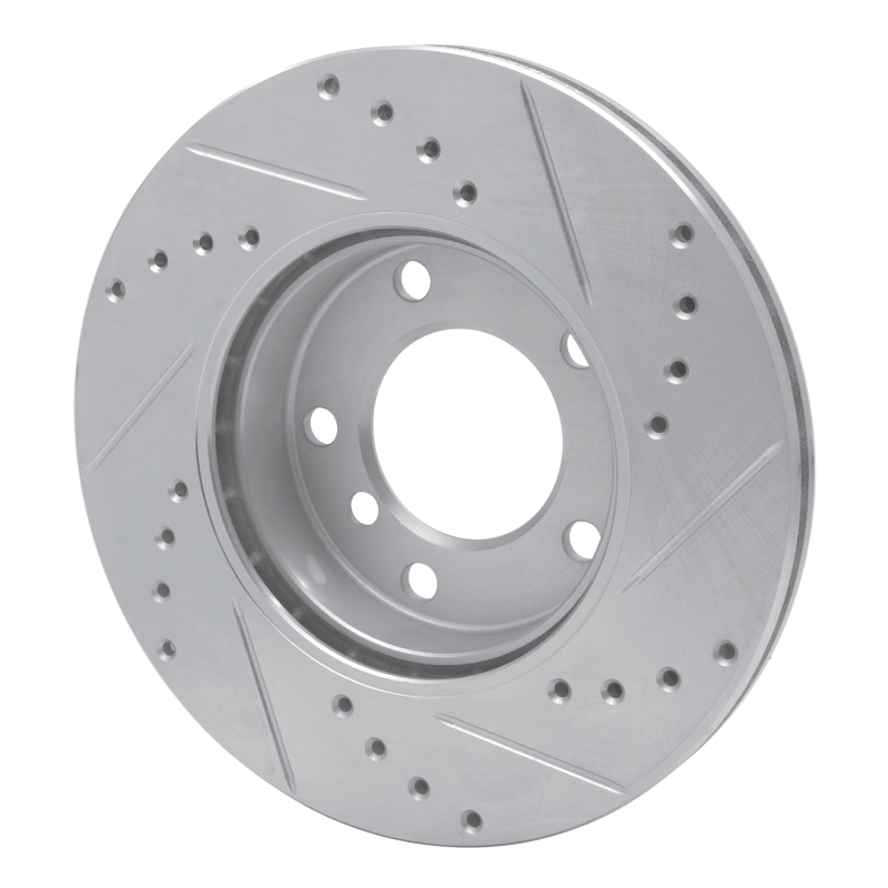 BMW 323i Brake Rotor (1) - Front Left - R1 Concepts - Drilled & Slotted - Silver - `91-`06